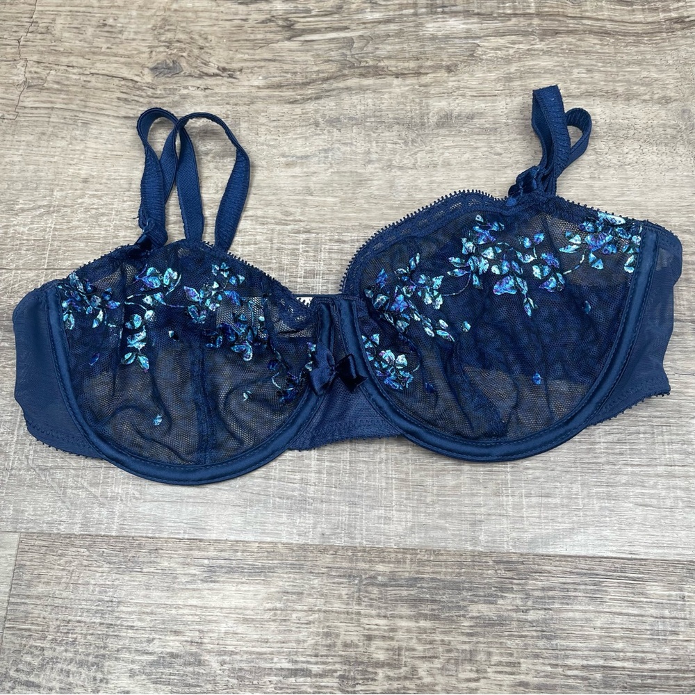CHANTELLE Womens Size 34D Intuition Demi Undewire Bra Blue‎